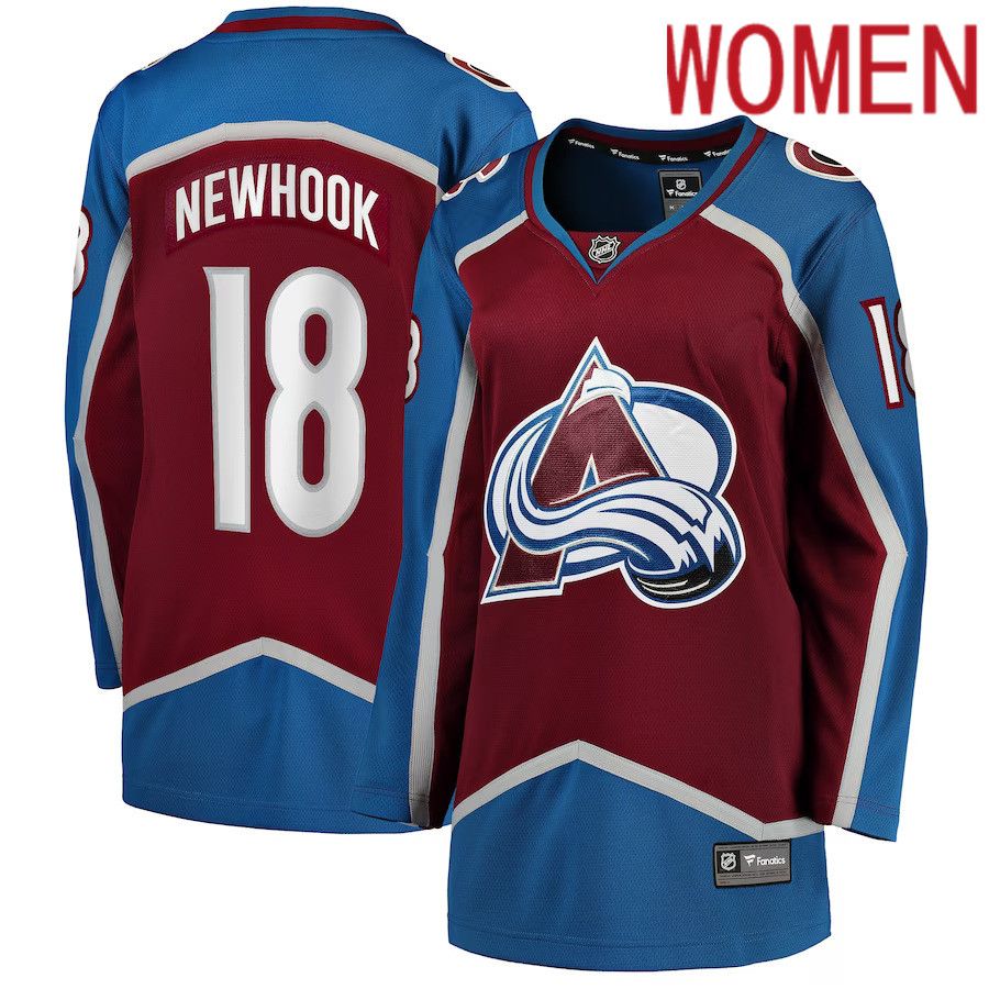 Women Colorado Avalanche #18 Alex Newhook Fanatics Branded Burgundy Home Breakaway Player NHL Jersey